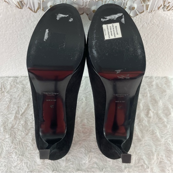 {YSL} Tribtoo 80 Black Suede Platform Pumps, Size 41/11 - Picture 8 of 9